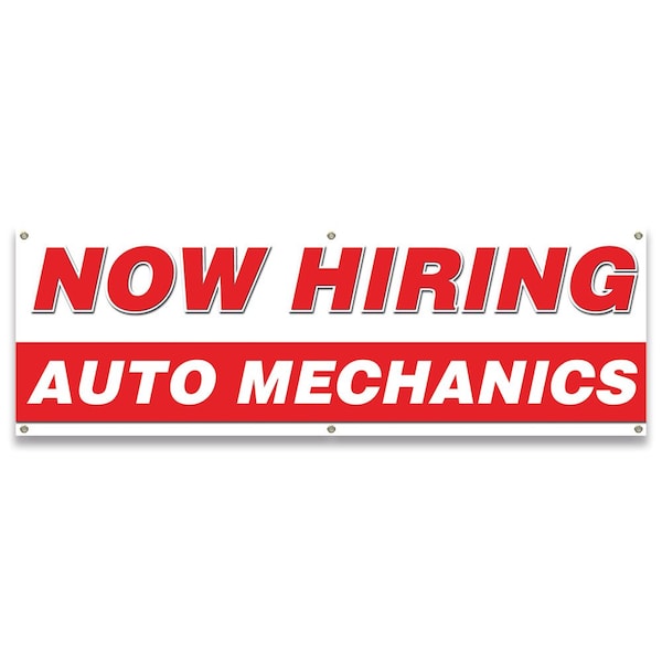 Now Hiring Auto Mechanics Banner Apply Inside Accepting Application Single Sided